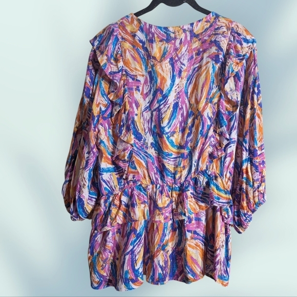 NWT AndTheWhy Colorful Abstract Print Blouse Size Large And XL - Picture 8 of 10
